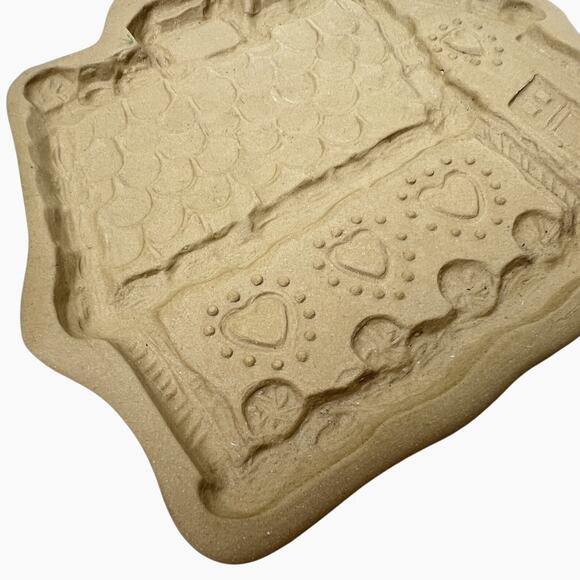 Brown Bag Cookie Art Mold Gingerbread House Durable Ceramic Heart Cottage Vtg - Picture 5 of 9